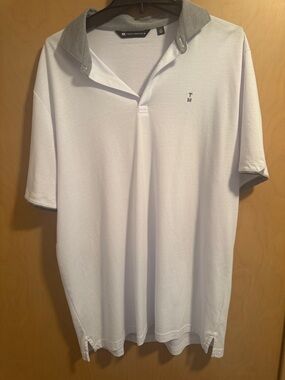 Travis Mathew White Polo with Gray Contrast Collar